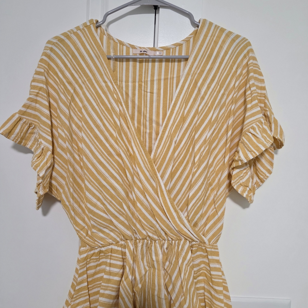 Yellow and White Striped Blouse
